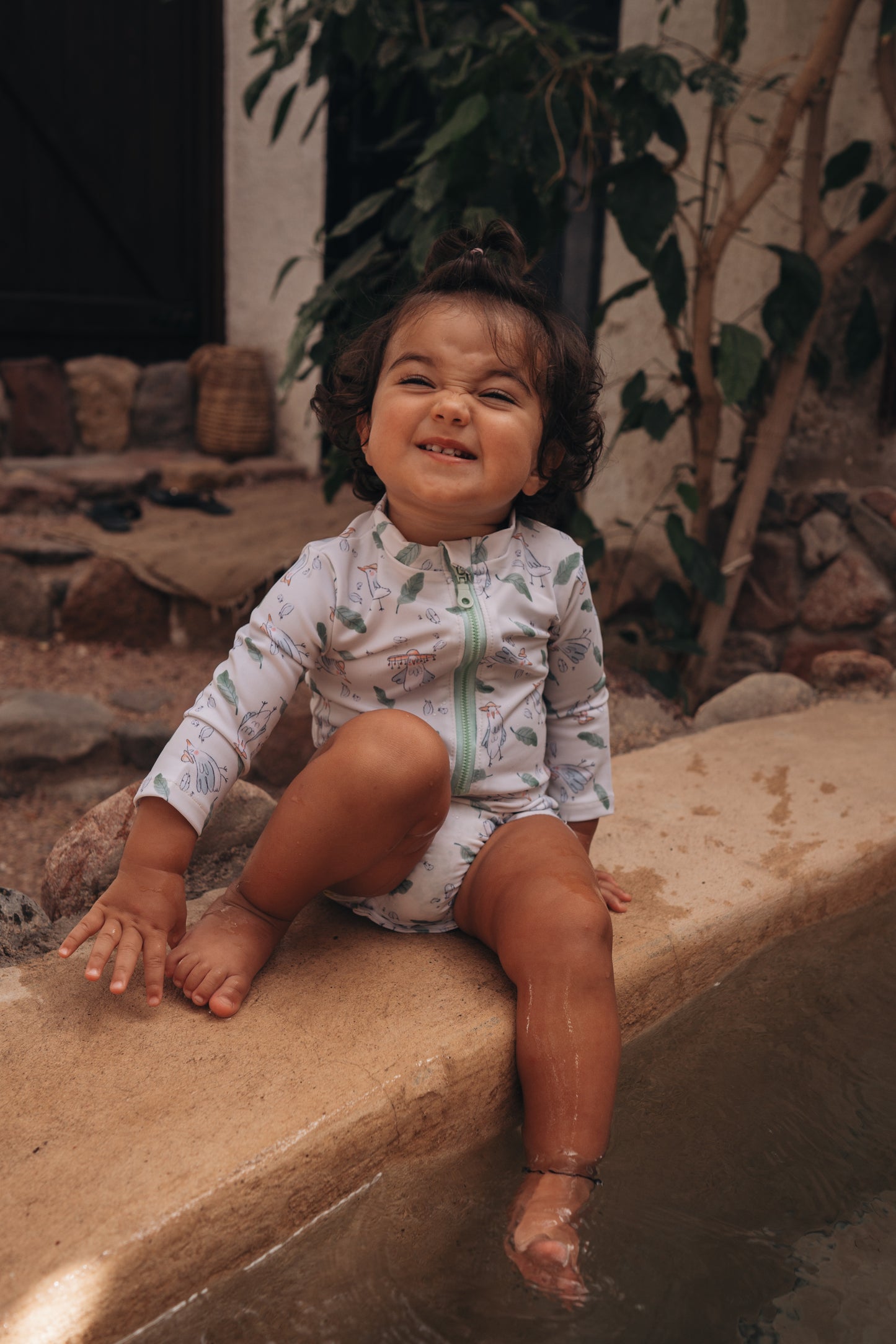 The Birds UPF 50+ Ruffled Rash Guard ( Without Swim Cap )