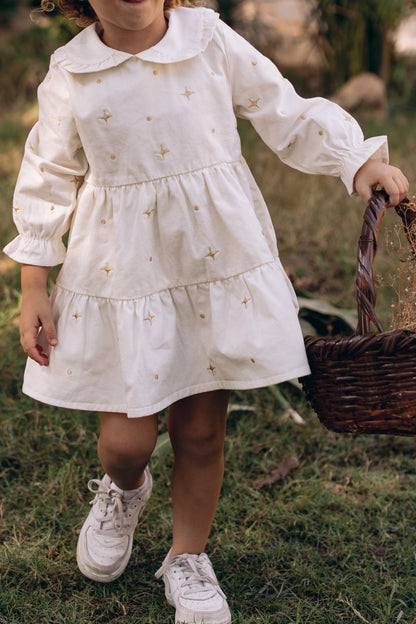 The Starlight & Dots Embroidered Collared Dress