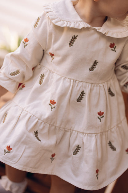 The Leaves Embroidered Collared Dress