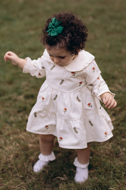 The Leaves Embroidered Collared Dress