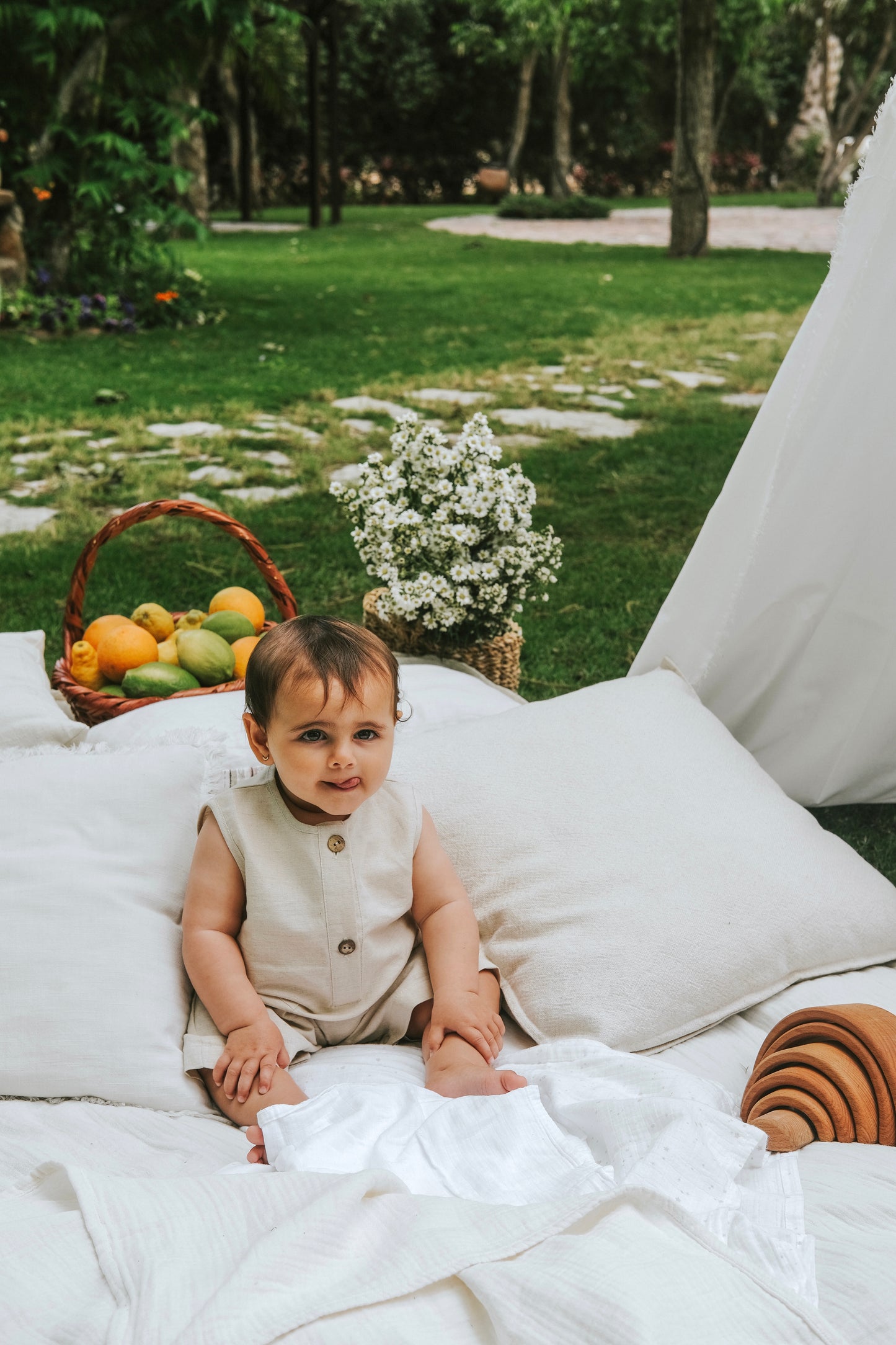 The Linen Buttoned Romper